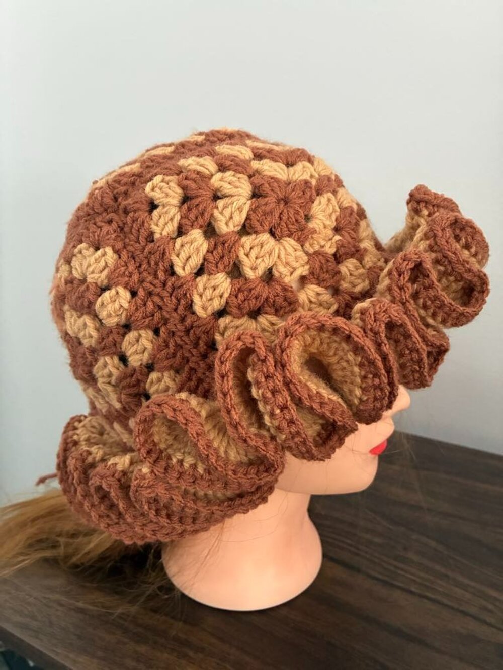 Handmade Crochet ruffle hat NEW